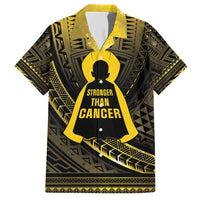 Personalised Polynesia Childhood Cancer Awareness Family Matching Short Sleeve Bodycon Dress and Hawaiian Shirt You Are Stronger Than Cancer LT05 Dad's Shirt - Short Sleeve Black - Polynesian Pride
