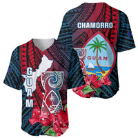 Guam Baseball Jersey Latte Stone Mix Bougainvillea Polynesian Pattern LT05 - Polynesian Pride