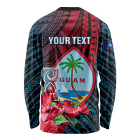 Personalized Guam Long Sleeve Shirt Latte Stone Mix Bougainvillea Polynesian Pattern LT05 - Polynesian Pride