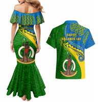 malampa-day-couples-matching-mermaid-dress-and-hawaiian-shirt-sand-drawing-vanuatuan-pattern