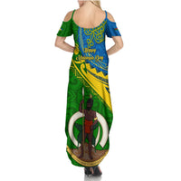 Malampa Day Summer Maxi Dress Sand Drawing Vanuatuan Pattern LT05 - Polynesian Pride