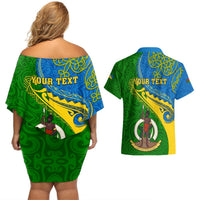 Personalized Malampa Day Couples Matching Off Shoulder Short Dress and Hawaiian Shirt Sand Drawing Vanuatuan Pattern LT05 - Polynesian Pride