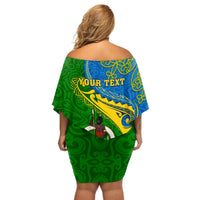 Personalized Malampa Day Off Shoulder Short Dress Sand Drawing Vanuatuan Pattern LT05 - Polynesian Pride