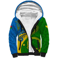 Personalized Malampa Day Sherpa Hoodie Sand Drawing Vanuatuan Pattern LT05 Unisex Green - Polynesian Pride