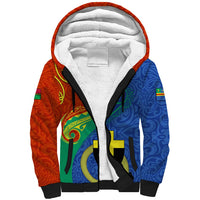 Tafea Day Sherpa Hoodie Sand Drawing Vanuatuan Pattern LT05 Unisex Blue - Polynesian Pride
