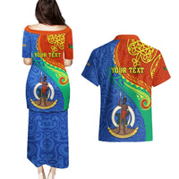 Personalized Tafea Day Couples Matching Puletasi Dress and Hawaiian Shirt Sand Drawing Vanuatuan Pattern LT05 - Polynesian Pride