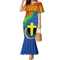 Personalized Tafea Day Mermaid Dress Sand Drawing Vanuatuan Pattern LT05 Women Blue - Polynesian Pride