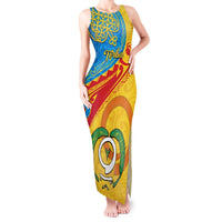 Torba Day Tank Maxi Dress Sand Drawing Vanuatuan Pattern LT05 Women Yellow - Polynesian Pride