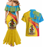 Personalized Torba Day Couples Matching Mermaid Dress and Hawaiian Shirt Sand Drawing Vanuatuan Pattern LT05 - Polynesian Pride