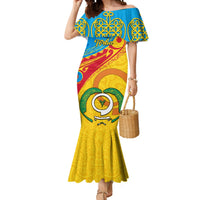 Personalized Torba Day Mermaid Dress Sand Drawing Vanuatuan Pattern LT05 Women Yellow - Polynesian Pride