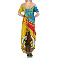Personalized Torba Day Summer Maxi Dress Sand Drawing Vanuatuan Pattern LT05 - Polynesian Pride