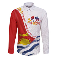Personalised Kiribati Human Rights Day Family Matching Off Shoulder Maxi Dress and Hawaiian Shirt Polynesian Style LT05 Dad's Shirt - Long Sleeve White - Polynesian Pride