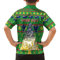 Personalised Cook Islands Christmas Hawaiian Shirt Santa Coat Of Arms Meri Kiritimiti LT05 - Polynesian Pride
