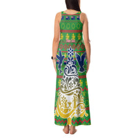Personalised Cook Islands Christmas Tank Maxi Dress Santa Coat Of Arms Meri Kiritimiti LT05 - Polynesian Pride