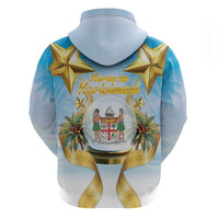 Fiji Christmas Hoodie Snow Globe With Fijian Santa LT05