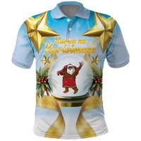 Fiji Christmas Polo Shirt Snow Globe With Fijian Santa LT05