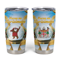 Fiji Christmas Tumbler Cup Snow Globe With Fijian Santa LT05 Blue - Polynesian Pride