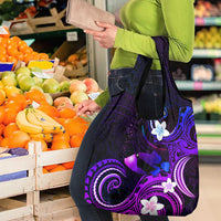 Hawaii Humuhumu Reef Triggerfish Grocery Bag Violet With Plumeria