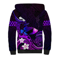 Personalised Hawaii Humuhumu Reef Triggerfish Sherpa Hoodie Violet With Plumeria LT05 - Polynesian Pride