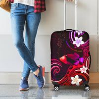 Hawaii Humuhumu Reef Triggerfish Luggage Cover Maroon With Plumeria LT05 - Polynesian Pride