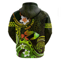 Personalised Hawaii Humuhumu Reef Triggerfish Zip Hoodie Reggae With Plumeria LT05 - Polynesian Pride