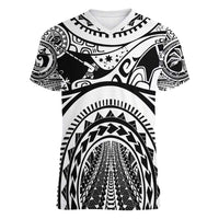 Polynesia Maui Tattoo Inspired Women V-Neck T-Shirt White Version