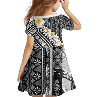 Black Vintage Tonga Ngatu Pattern With Plumeria Family Matching Puletasi and Hawaiian Shirt - Polynesian Pride
