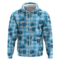 Blue Palaka Hawaii Hoodie Hawaiian Lehua Blossoms