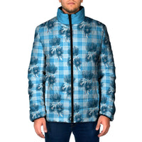 Blue Palaka Hawaii Padded Jacket Hawaiian Lehua Blossoms