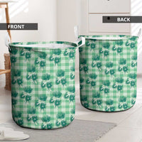 Green Palaka Hawaii Laundry Basket Hawaiian Lehua Blossoms