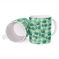 Green Palaka Hawaii Ceramic Mug Hawaiian Lehua Blossoms