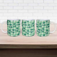 Green Palaka Hawaii Ceramic Mug Hawaiian Lehua Blossoms