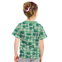 Green Palaka Hawaii Kid T Shirt Hawaiian Lehua Blossoms
