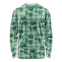 Green Palaka Hawaii Long Sleeve Shirt Hawaiian Lehua Blossoms LT05 Unisex Green - Polynesian Pride