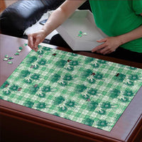 Green Palaka Hawaii Puzzle Hawaiian Lehua Blossoms
