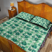 Green Palaka Hawaii Quilt Bed Set Hawaiian Lehua Blossoms