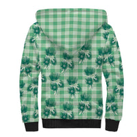 Green Palaka Hawaii Sherpa Hoodie Hawaiian Lehua Blossoms
