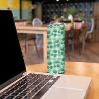 Green Palaka Hawaii Skinny Tumbler Hawaiian Lehua Blossoms