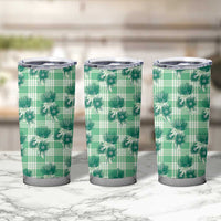 Green Palaka Hawaii Tumbler Cup Hawaiian Lehua Blossoms