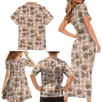 Brown Palaka Hawaii Family Matching Short Sleeve Bodycon Dress and Hawaiian Shirt Hawaiian Lehua Blossoms LT05 - Polynesian Pride