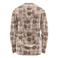 Brown Palaka Hawaii Long Sleeve Shirt Hawaiian Lehua Blossoms
