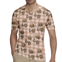 Brown Palaka Hawaii Rugby Jersey Hawaiian Lehua Blossoms