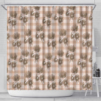 Brown Palaka Hawaii Shower Curtain Hawaiian Lehua Blossoms