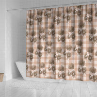 Brown Palaka Hawaii Shower Curtain Hawaiian Lehua Blossoms