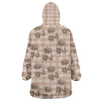 Brown Palaka Hawaii Wearable Blanket Hoodie Hawaiian Lehua Blossoms