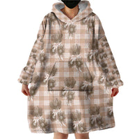 Brown Palaka Hawaii Wearable Blanket Hoodie Hawaiian Lehua Blossoms