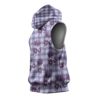 Purple Palaka Hawaii Sleeveless Hoodie Hawaiian Lehua Blossoms