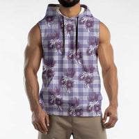 Purple Palaka Hawaii Sleeveless Hoodie Hawaiian Lehua Blossoms