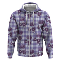 Purple Palaka Hawaii Zip Hoodie Hawaiian Lehua Blossoms