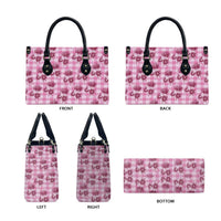 Pink Palaka Hawaii Leather Bag Hawaiian Lehua Blossoms